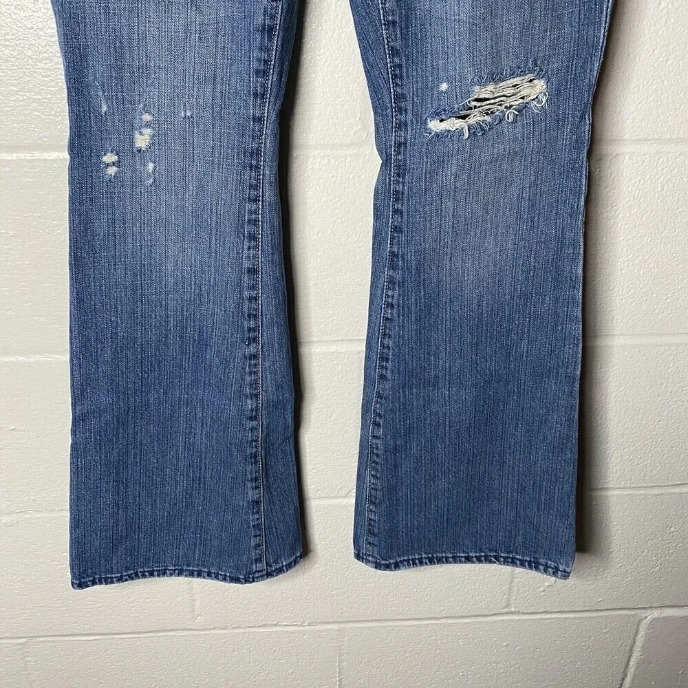 American Eagle Y2K Real Flare Jeans Womens Sz 6 Low Rise 2000s Distressed